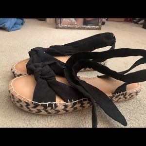 Black Old Navy Suede Lace-Up Espadrilles